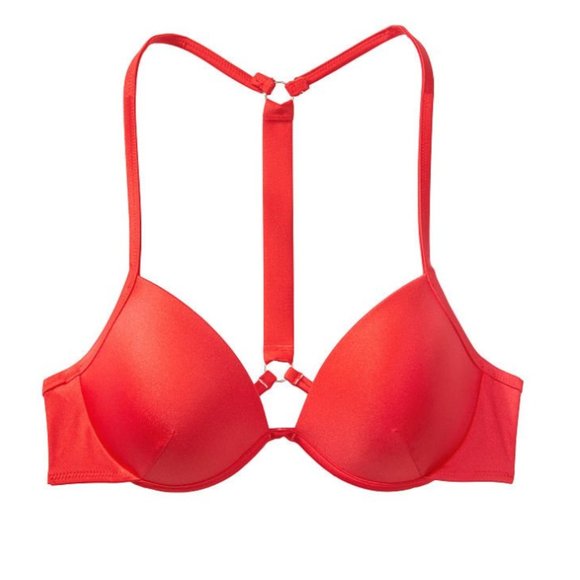 Victoria's Secret Other - VICTORIA'S SECRET Shine Back Strap Full Coverage Push-Up Bikini Top Swim 36C RED